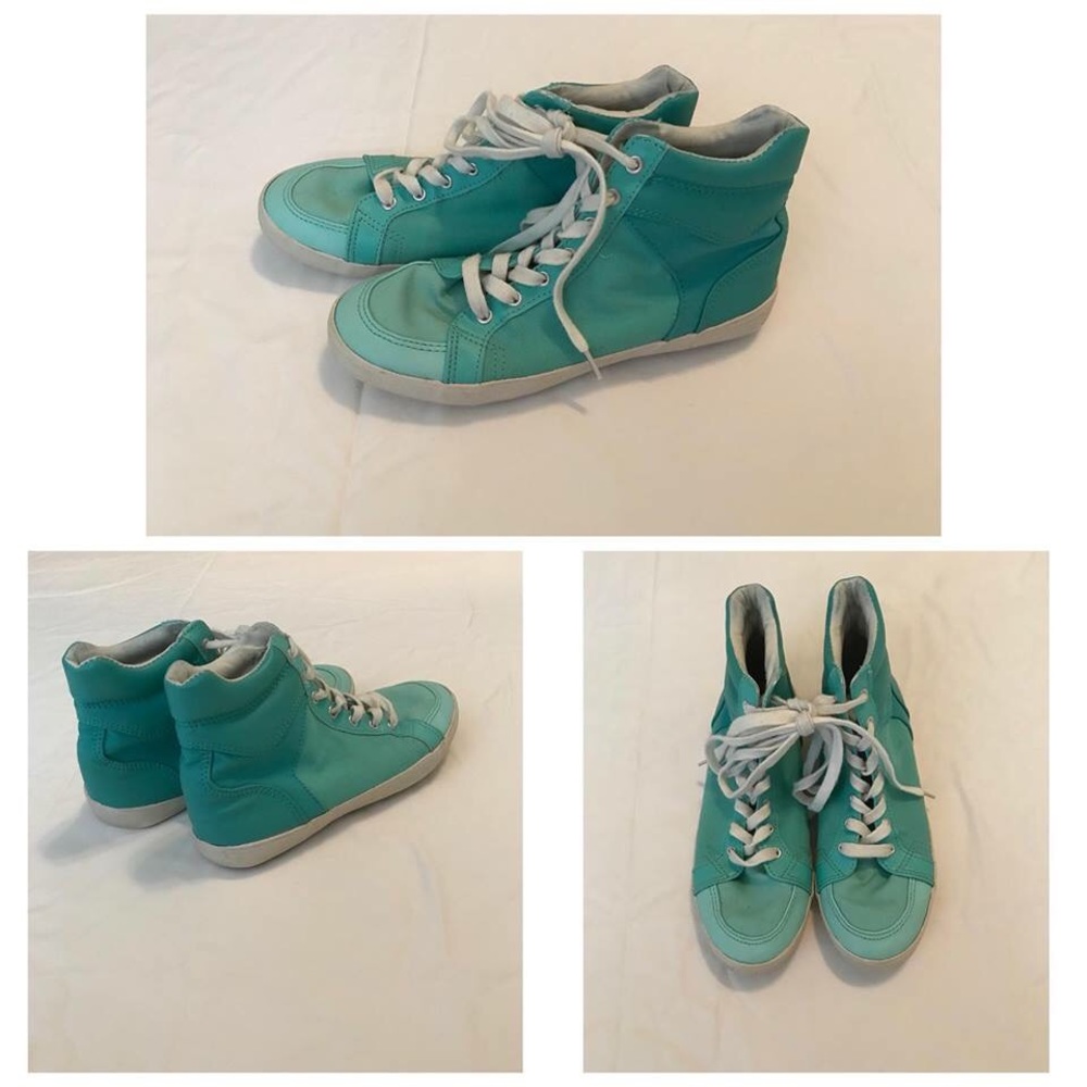 Turquoise high top sneakers